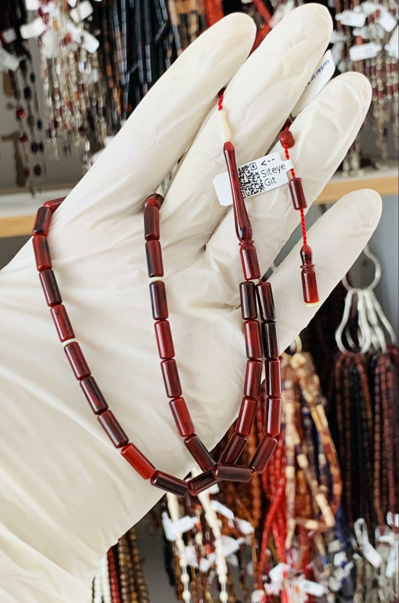 ESKİ ÇUBUK MALZEME KATALİN BORDO KAPSÜL MODEL TESBİH