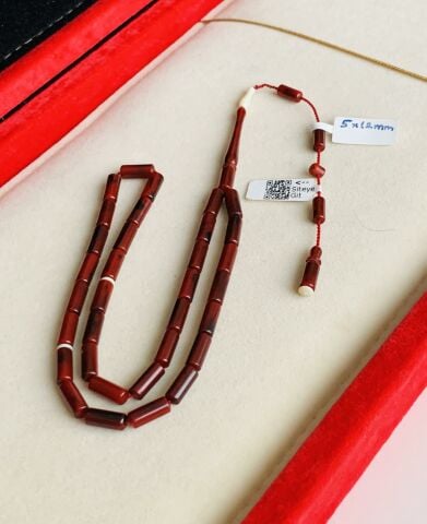 ESKİ ÇUBUK MALZEME KATALİN BORDO KAPSÜL MODEL TESBİH