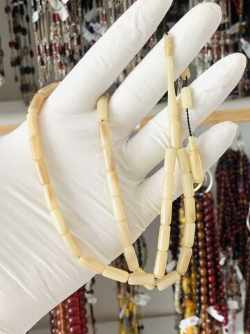 ESKİ ÇUBUK MALZEMEDEN KATALİN KREM HARELİ KAPSÜL MODEL TESBİH