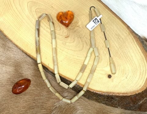 ESKİ ÇUBUK MALZEMEDEN KATALİN KREM HARELİ KAPSÜL MODEL TESBİH