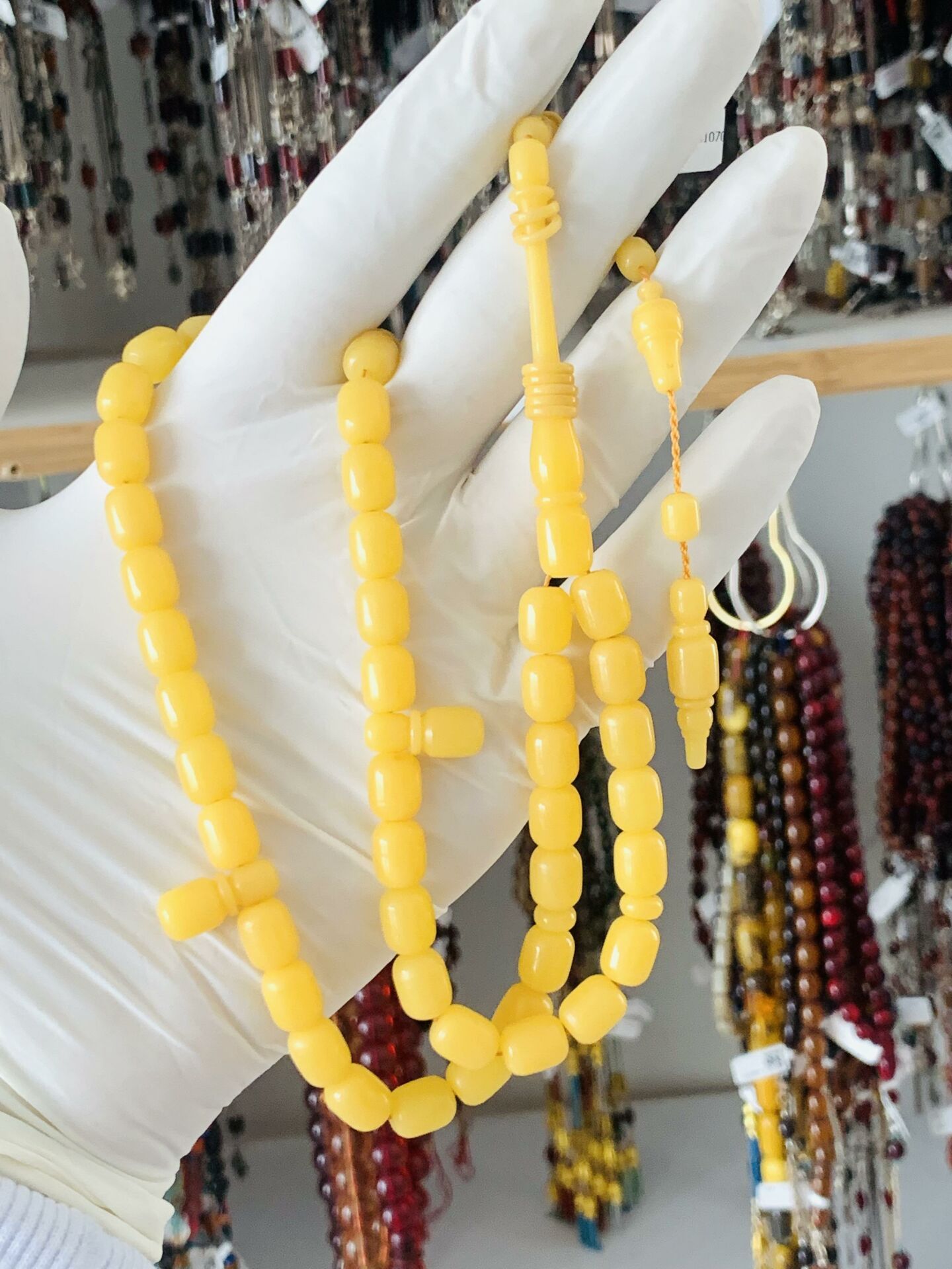 ESKİ BAĞA MALZEMEDEN KATALİN SARI TEKER MODEL HALKALI İMAME TESBİH