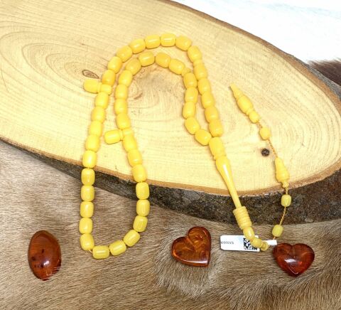 ESKİ BAĞA MALZEMEDEN KATALİN SARI TEKER MODEL HALKALI İMAME TESBİH