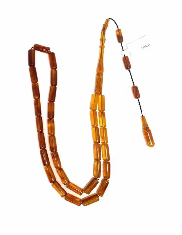 ESKİ ÇUBUK MALZEMEDEN KATALİN BAL RENGİ KAPSÜL MODEL TESBİH