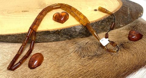 ESKİ ÇUBUK MALZEMEDEN KATALİN BAL RENGİ KAPSÜL MODEL TESBİH