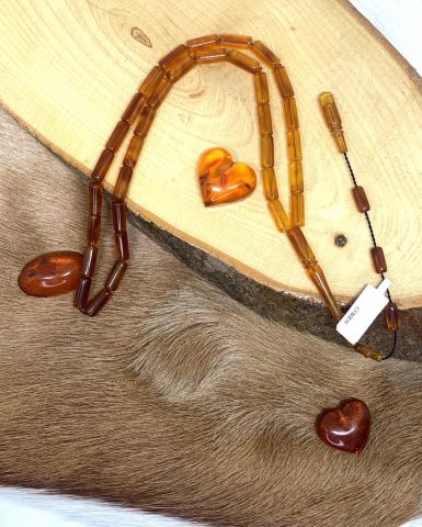 ESKİ ÇUBUK MALZEMEDEN KATALİN BAL RENGİ KAPSÜL MODEL TESBİH