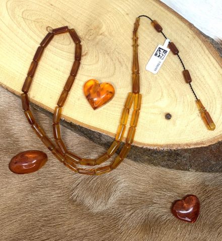 ESKİ ÇUBUK MALZEMEDEN KATALİN BAL RENGİ KAPSÜL MODEL TESBİH