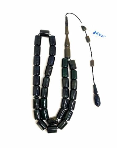 ESKİ ÇUBUK MALZEME KATALİN KAPALI YEŞİL HARELİ KAPSÜL MODEL TESBİH