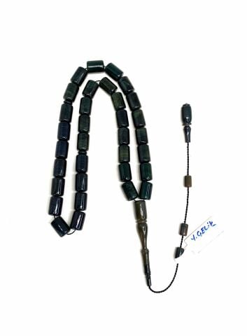 ESKİ ÇUBUK MALZEME KATALİN KAPALI YEŞİL HARELİ KAPSÜL MODEL TESBİH