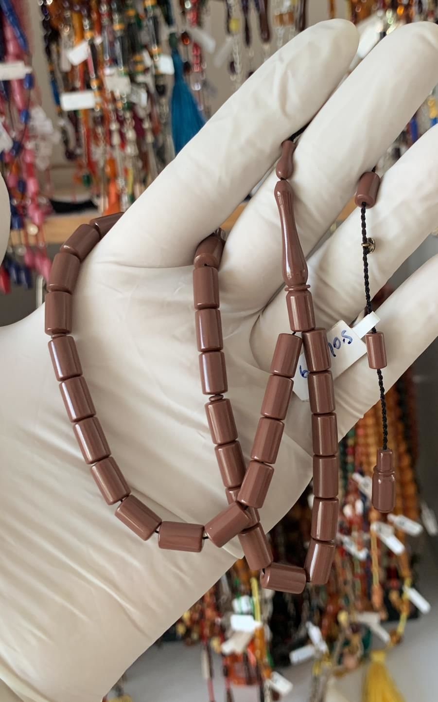 ESKİ ÇUBUK MALZEMEDEN KATALİN KAHVERENGİ KESME MODEL TESBİH