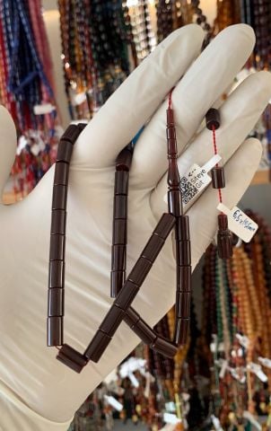 ESKİ ÇUBUK MALZEMEDEN KATALİN KAHVERENGİ KESME MODEL TESBİH