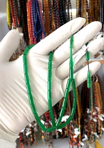 ESKİ ÇUBUK MALZEMEDEN KATALİN YEŞİL KAPSÜL MODEL TESBİH HARELİ