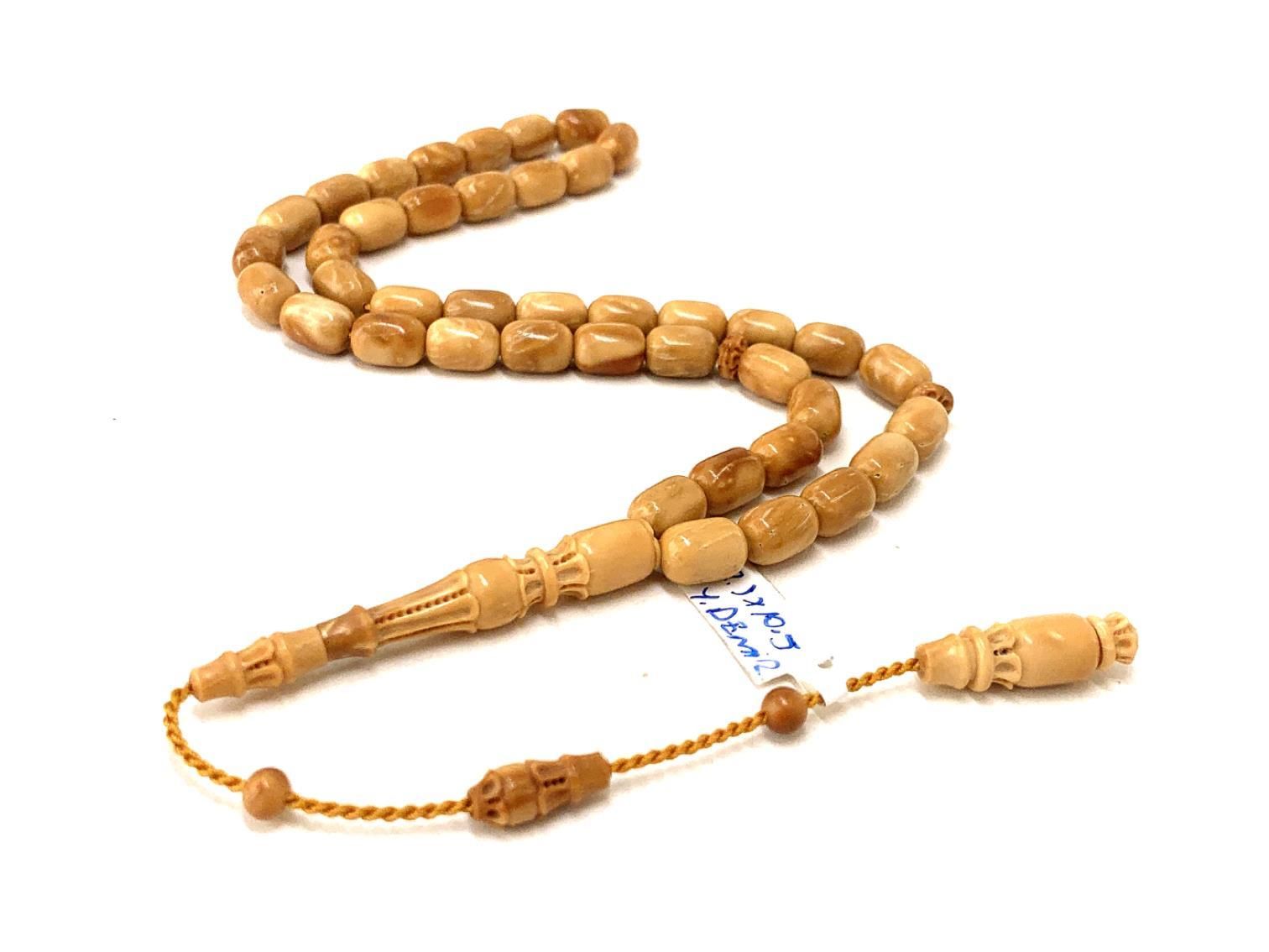 BEYAZLAYILMIŞ KUKA AÇIK KAHVERENGİ BEYZİ MODEL TESBİH