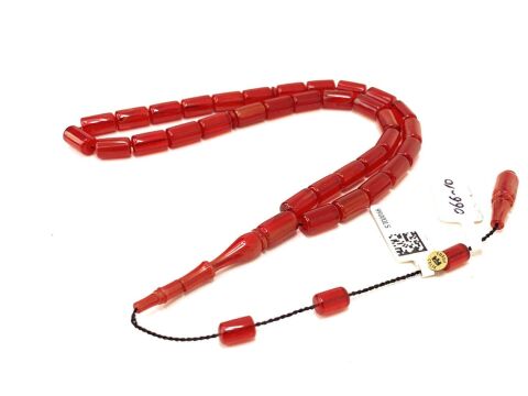 ESKİ ÇUBUK MALZEMEDEN KATALİN KAPSÜL KIRMIZI HARELİ MODEL TESBİH