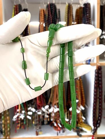 ESKİ ÇUBUK MALZEMEDEN KATALİN YEŞİL KESME MODEL TESBİH