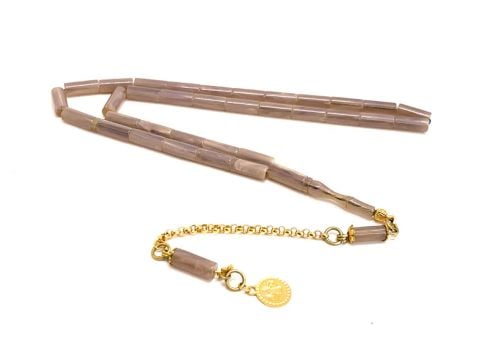 ALTIN PÜSKÜLLÜ KATALİN KREM HARELİ KESME MODEL TESBİH