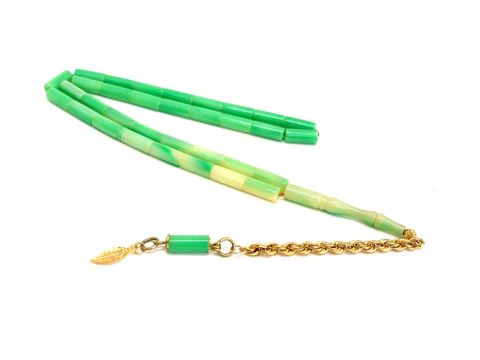 ALTIN PÜSKÜLLÜ KATALİN YEŞİL KESME MODEL TESBİH