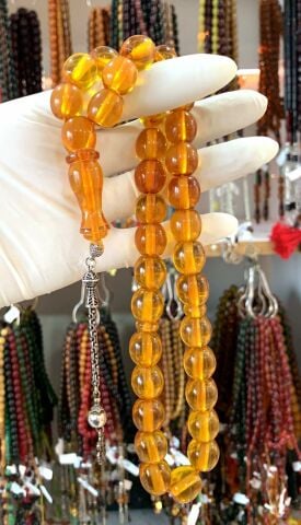 ESKİ NECEF BAĞA SARI ŞEFAF BEYZİ MODEL TESPİH