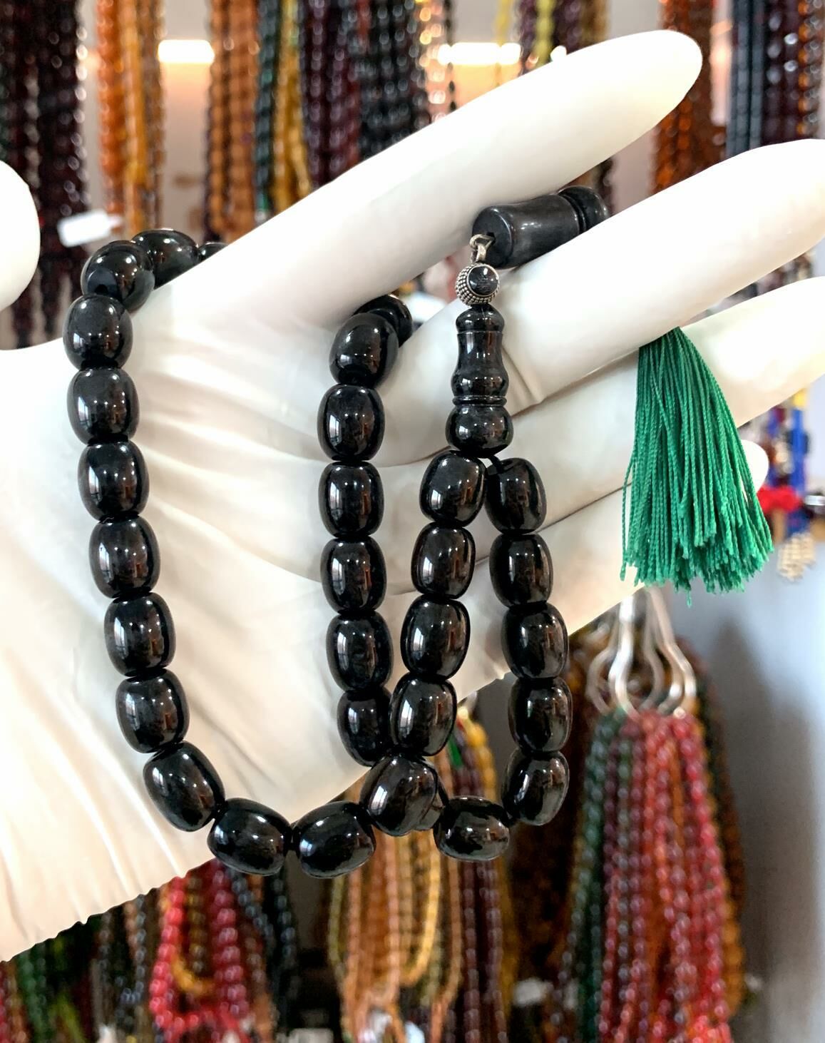 ESKİ OLTU TAŞI ESKİ İŞÇİLİK BEYZİ SİYAH MODEL TESBİH