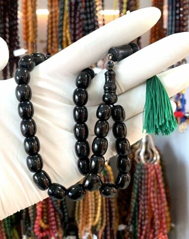 ESKİ OLTU TAŞI ESKİ İŞÇİLİK BEYZİ SİYAH MODEL TESBİH