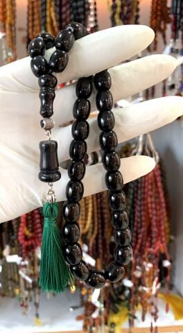 ESKİ OLTU TAŞI ESKİ İŞÇİLİK BEYZİ SİYAH MODEL TESBİH