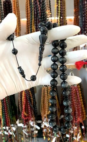 ESKİ GALALLİT ŞALGAMİ KESİM BEYAZ HARELİ TESBİH