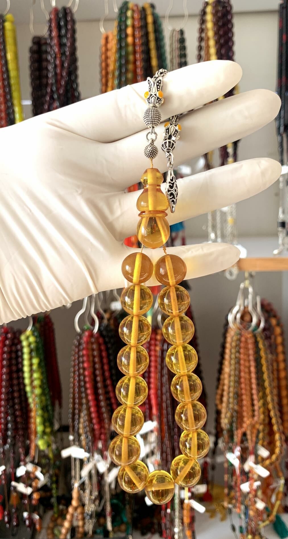 MASKOT BOY ATEŞ KEHRİBAR SARI KÜRE MODEL TESBİH