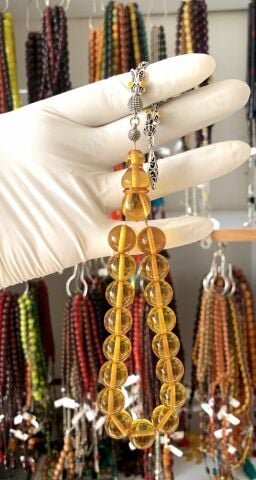 MASKOT BOY ATEŞ KEHRİBAR SARI KÜRE MODEL TESBİH