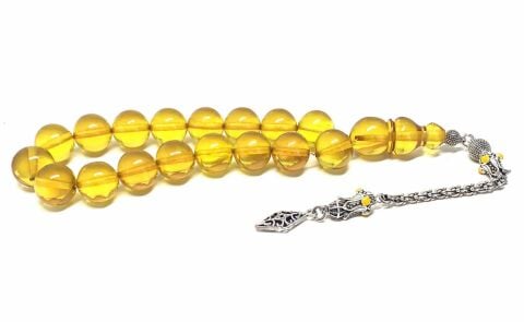 MASKOT BOY ATEŞ KEHRİBAR SARI KÜRE MODEL TESBİH