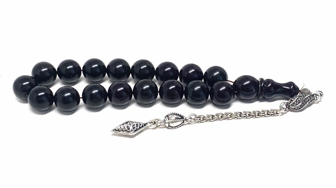 MASKOT BOY ATEŞ KEHRİBAR SİYAH KÜRE MODEL TESBİH