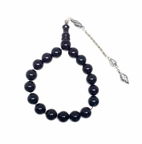 MASKOT BOY ATEŞ KEHRİBAR SİYAH KÜRE MODEL TESBİH