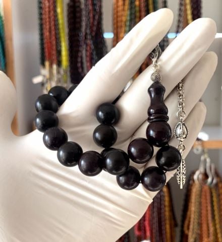 MASKOT BOY ATEŞ KEHRİBAR SİYAH KÜRE MODEL TESBİH