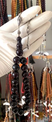 MASKOT BOY ATEŞ KEHRİBAR SİYAH KÜRE MODEL TESBİH