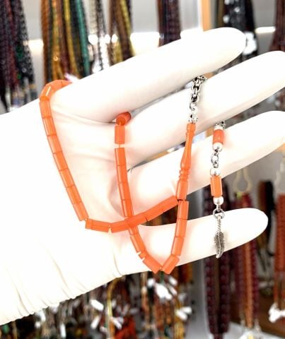 ZAR KEHRİBAR TURUNCU KESME MODEL TESBİH