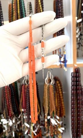 ZAR KEHRİBAR TURUNCU KESME MODEL TESBİH