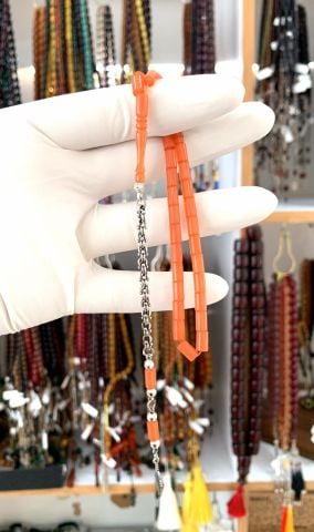 ZAR KEHRİBAR TURUNCU KESME MODEL TESBİH