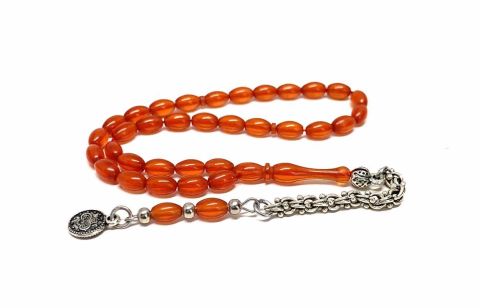 ZAR KEHRİBAR TURUNCU BEYZİ MODEL TESBİH