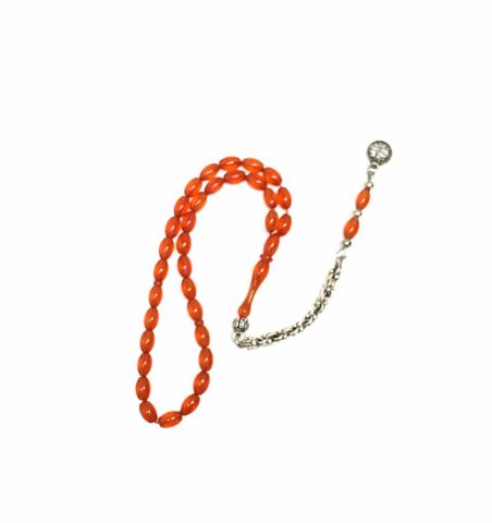 ZAR KEHRİBAR TURUNCU BEYZİ MODEL TESBİH