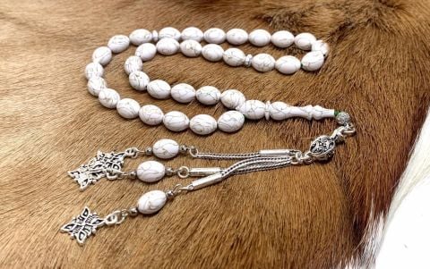 GALALİT BEYZİ MODEL BEYAZ YEŞİL HARELİ TESBİH