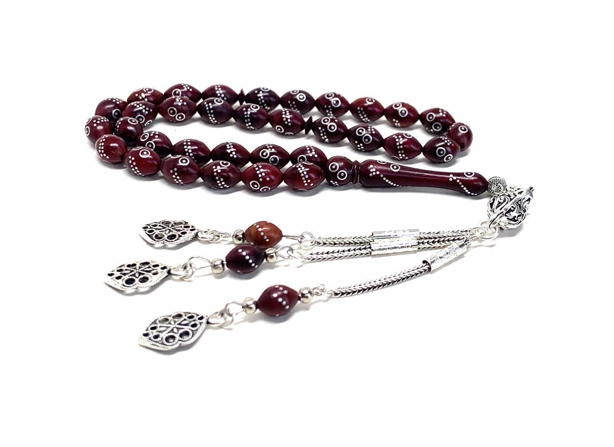 İŞLEMELİ KUKA KAHVERENGİ ARPA MODEL TESBİH