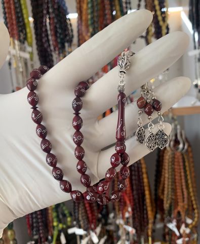 İŞLEMELİ KUKA KAHVERENGİ ARPA MODEL TESBİH