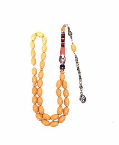 HONDA İMAME İŞLEMELİ SIKMA KEHRİBAR SARI BEYZİ MODEL TESBİH