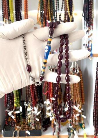 FORD İMAME İŞLEMELİ SIKMA KEHRİBAR BORDO BEYZİ MODEL TESBİH