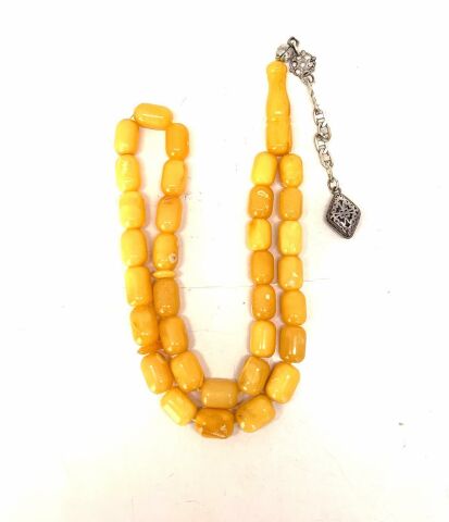 DAMLA KEHRİBAR TESBİH KAPSÜL MODEL GÜMÜŞ PÜSKÜLLÜ