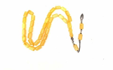 DAMLA KEHRİBAR TESBİH KAPSÜL MODEL GÜMÜŞ PÜSKÜLLÜ