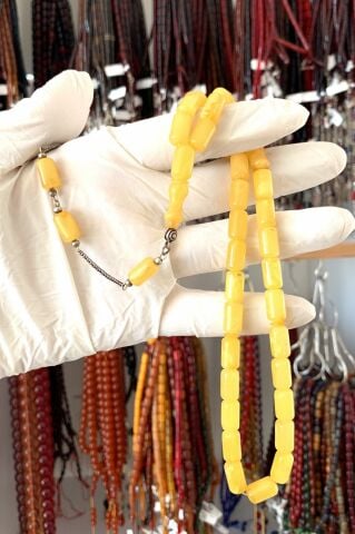 DAMLA KEHRİBAR TESBİH KAPSÜL MODEL GÜMÜŞ PÜSKÜLLÜ