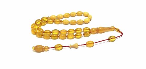 ATEŞ KEHRİBAR SARI RENK SÜZMESİ BEYZİ MODEL TESBİH