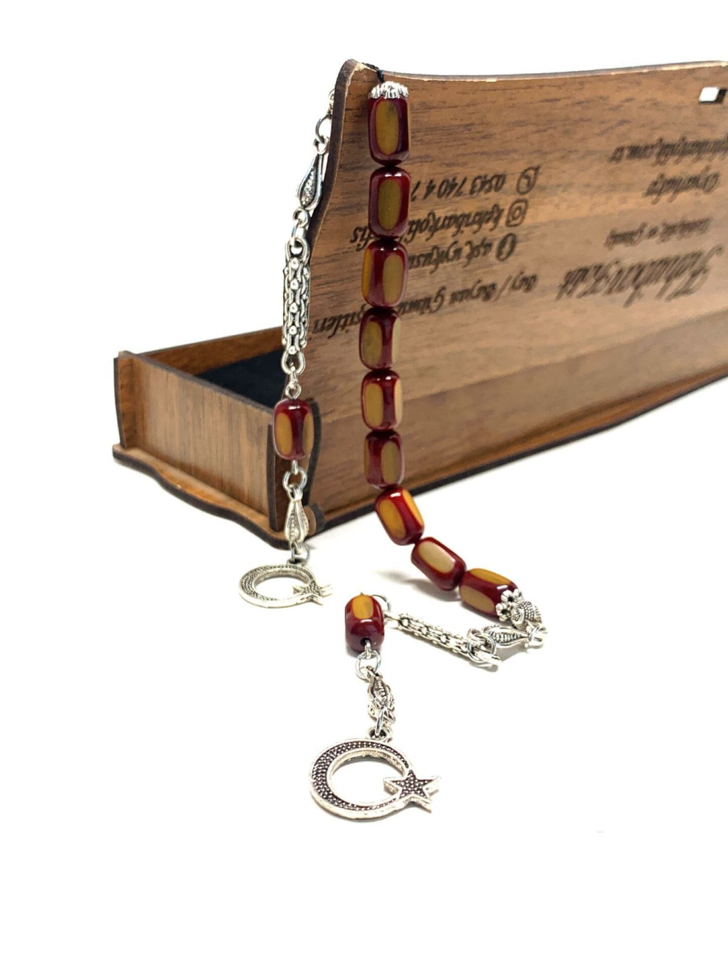 ZAZA SIKMA KEHRİBAR FASETA KESİM TESBİH AY YILDIZ PÜSKÜLLÜ