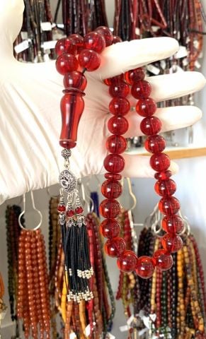 İRAN NECEF DEV BOY KIRMIZI KÜRE MODEL TESBİH