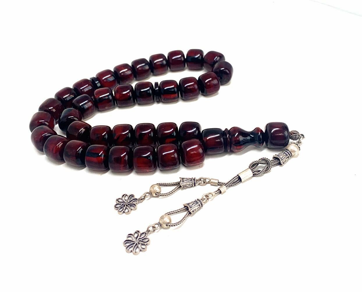 SIKMA KEHRİBAR ORTA BOY KIRMIZI TEKER MODEL TESBİH