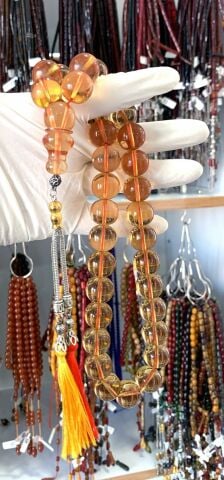 İRAN NECEF DEV BOY SARI KÜRE MODEL TESBİH